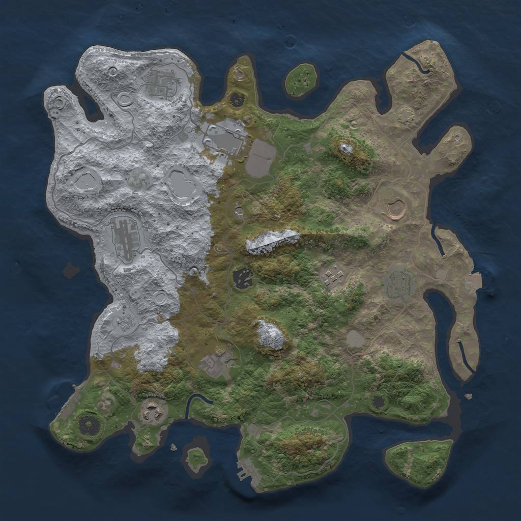 Rust Map: Procedural Map, Size: 3750, Seed: 6316505, 17 Monuments