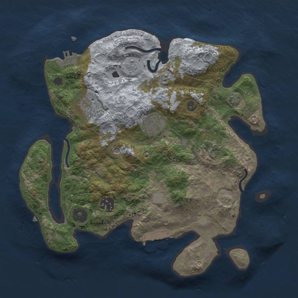 Rust Map: Procedural Map, Size: 3000, Seed: 673780771, 12 Monuments