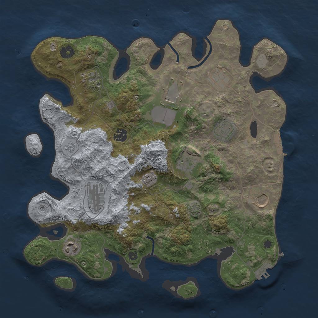 Rust Map: Procedural Map, Size: 3500, Seed: 39166444, 18 Monuments