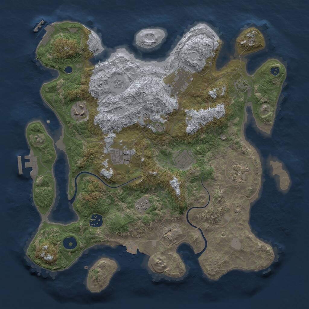 Rust Map: Procedural Map, Size: 3450, Seed: 32229649, 13 Monuments