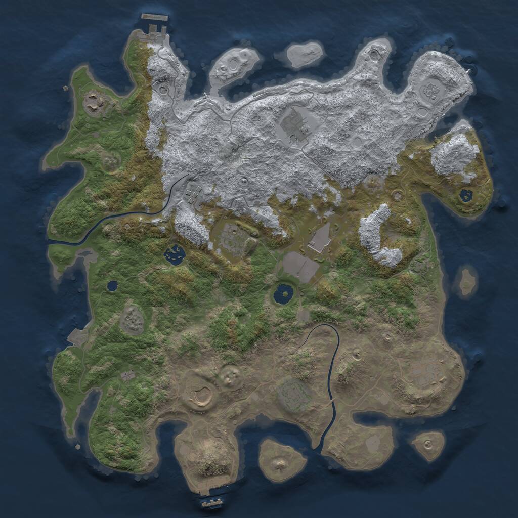 Rust Map: Procedural Map, Size: 3950, Seed: 33783223, 15 Monuments
