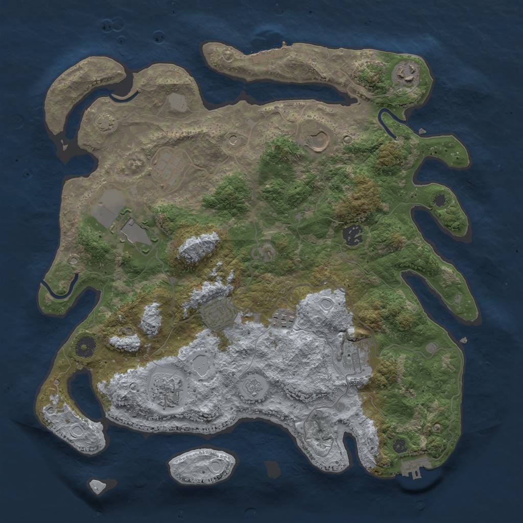 Rust Map: Procedural Map, Size: 3750, Seed: 74920145, 17 Monuments