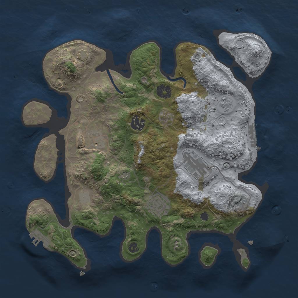 Rust Map: Procedural Map, Size: 3000, Seed: 1364280422, 12 Monuments