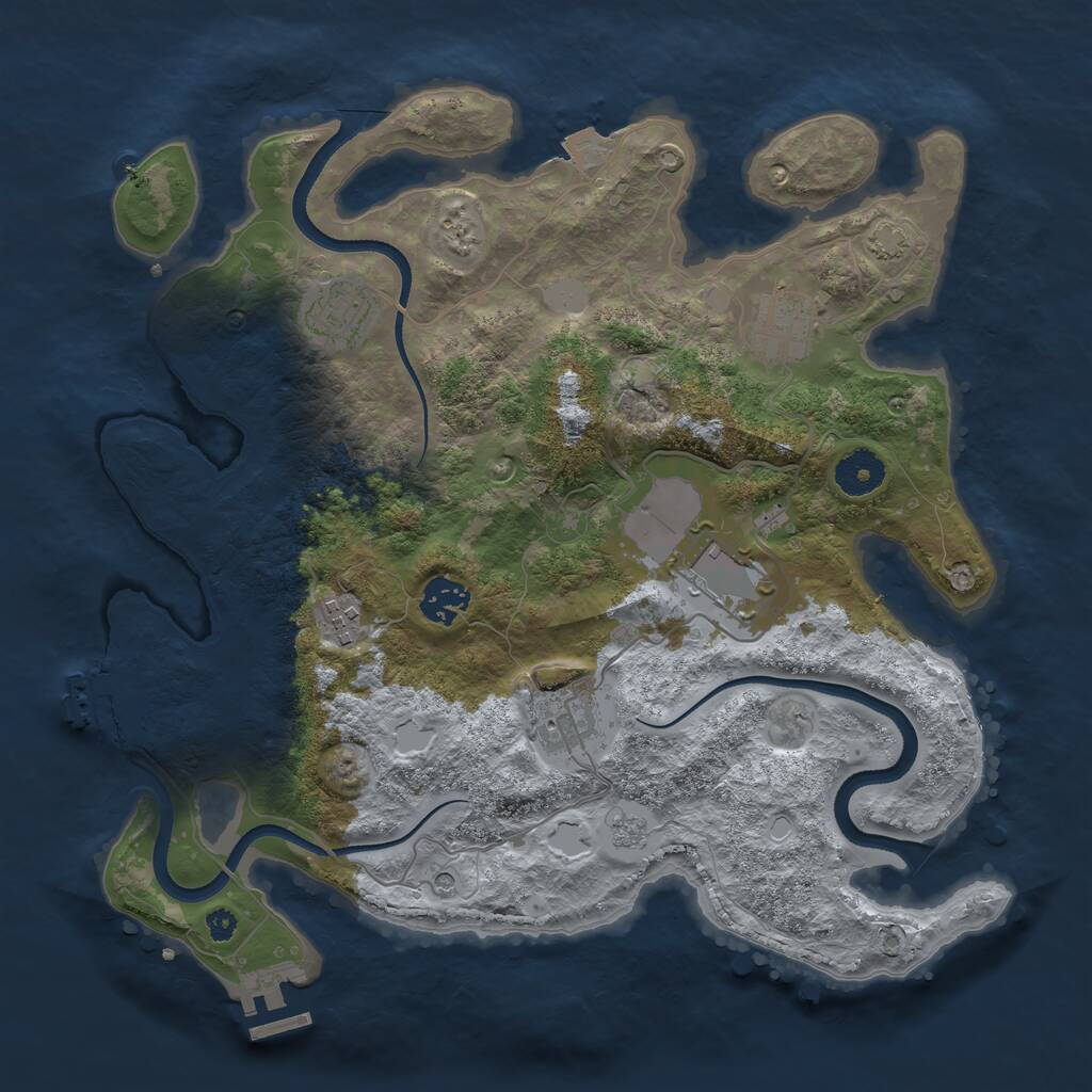 Rust Map: Procedural Map, Size: 3500, Seed: 1178661106, 12 Monuments