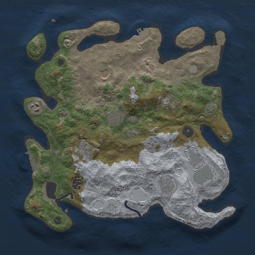 Rust Map: Procedural Map, Size: 3500, Seed: 1178661106, 16 Monuments