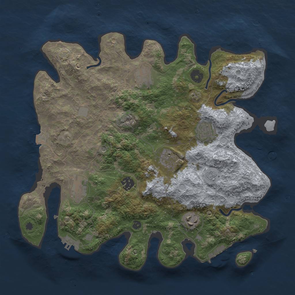 Rust Map: Procedural Map, Size: 3450, Seed: 86005162, 14 Monuments