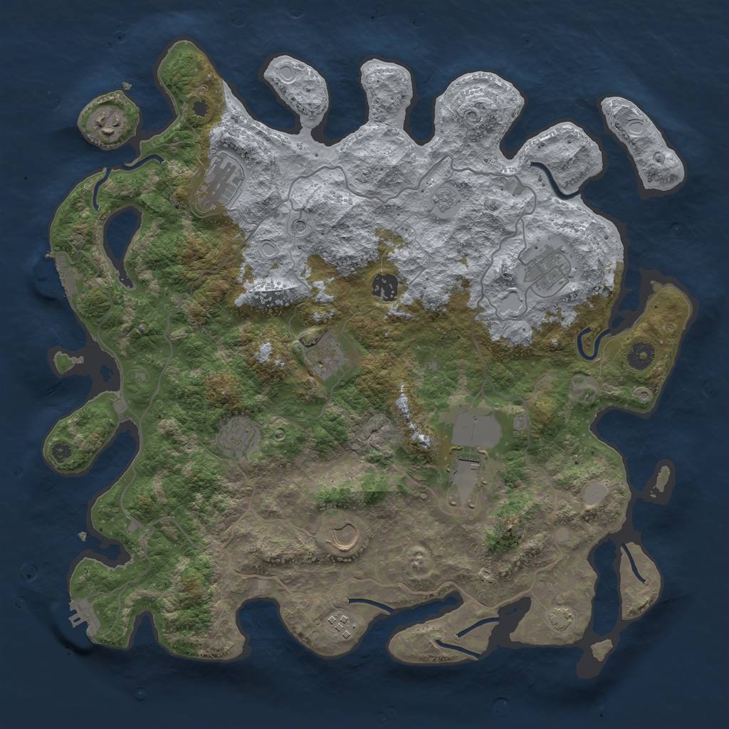 Rust Map: Procedural Map, Size: 4000, Seed: 96657578, 17 Monuments