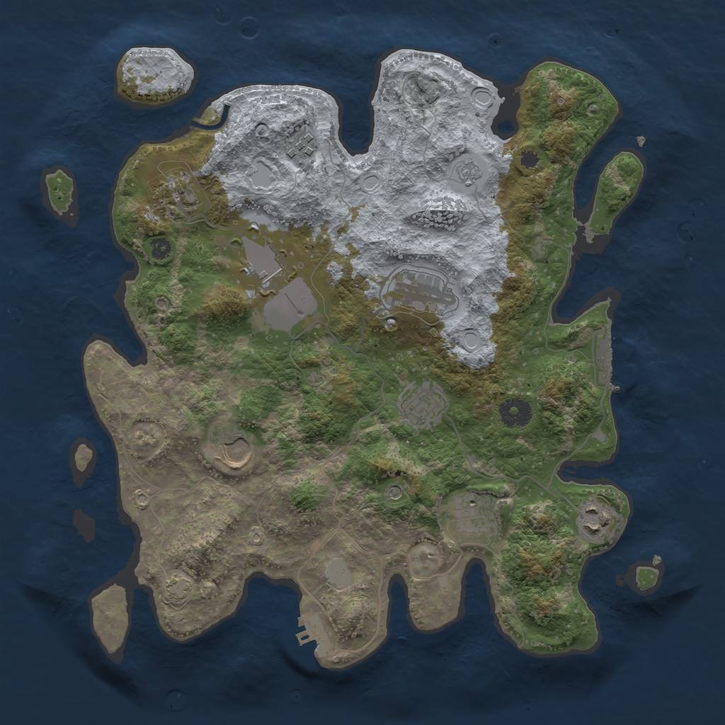 Rust Map: Procedural Map, Size: 3500, Seed: 409013805, 16 Monuments