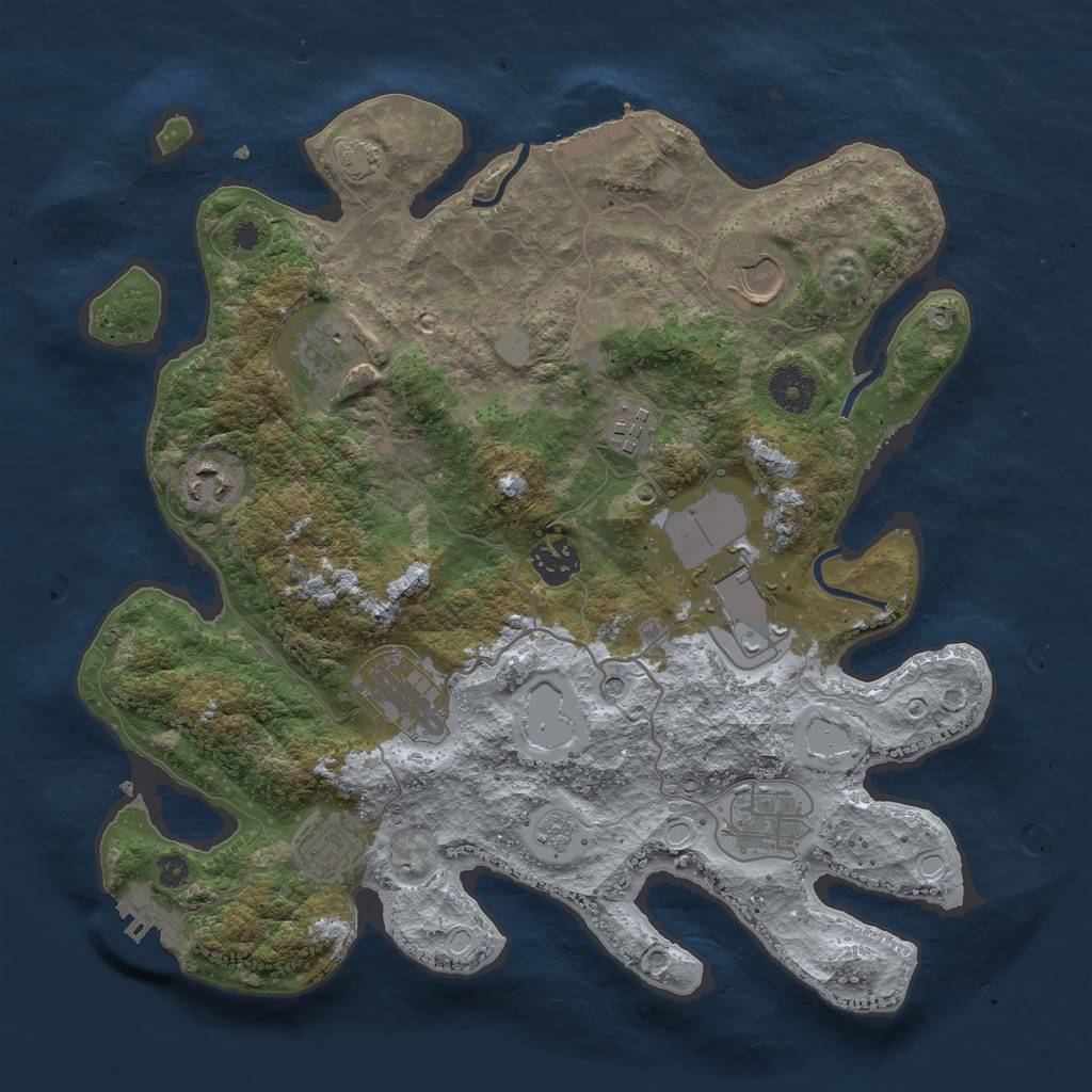 Rust Map: Procedural Map, Size: 3500, Seed: 82534694, 17 Monuments