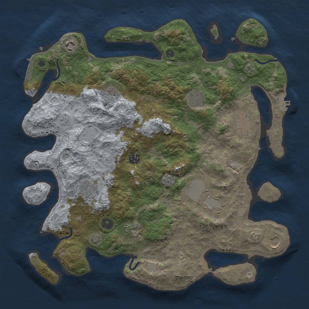 Rust Map: Procedural Map, Size: 3950, Seed: 95468051, 18 Monuments