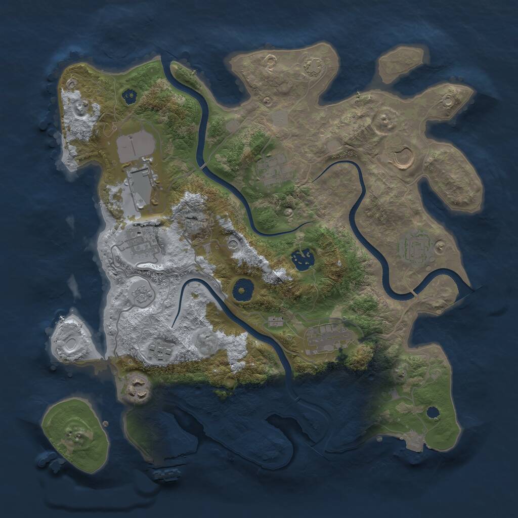 Rust Map: Procedural Map, Size: 3500, Seed: 2091821330, 14 Monuments