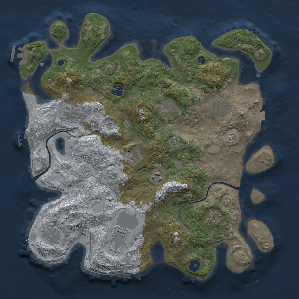 Rust Map: Procedural Map, Size: 3900, Seed: 1234556, 16 Monuments