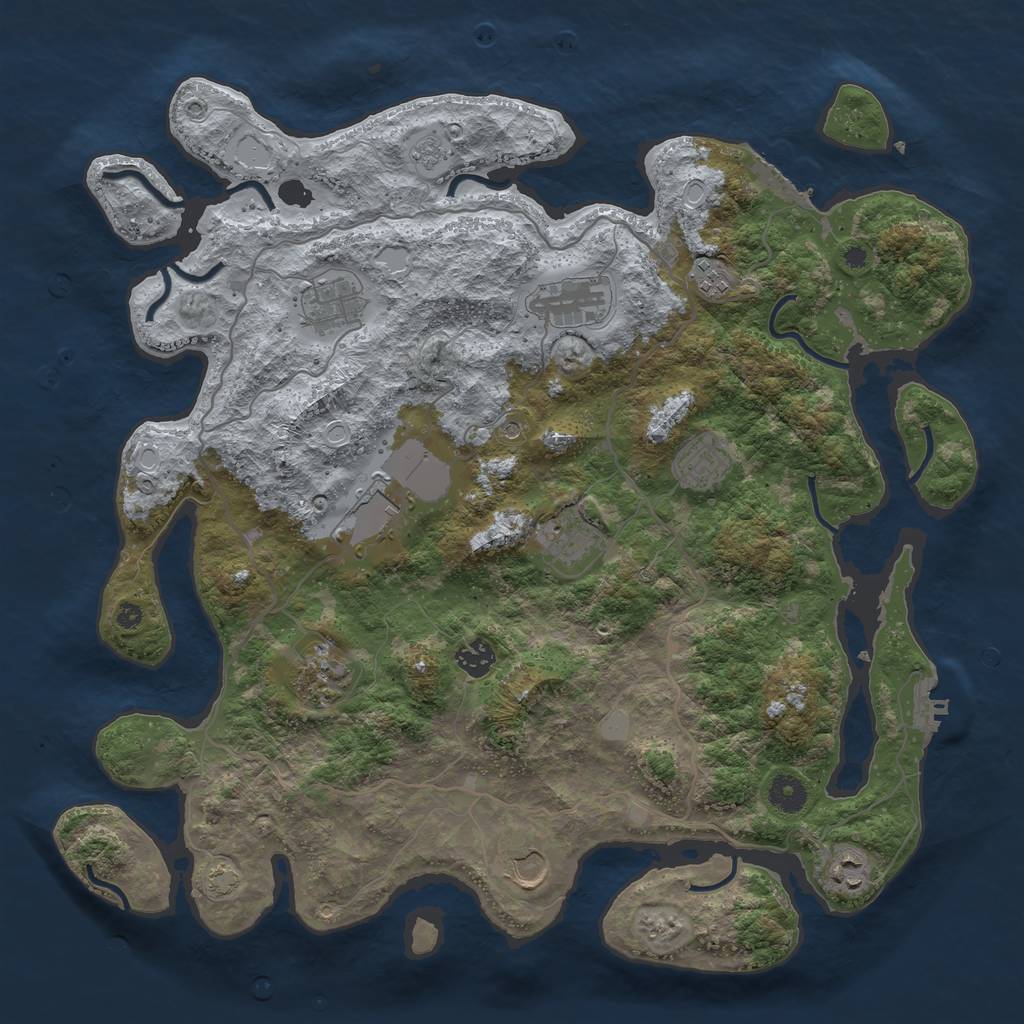 Rust Map: Procedural Map, Size: 4100, Seed: 38917733, 18 Monuments