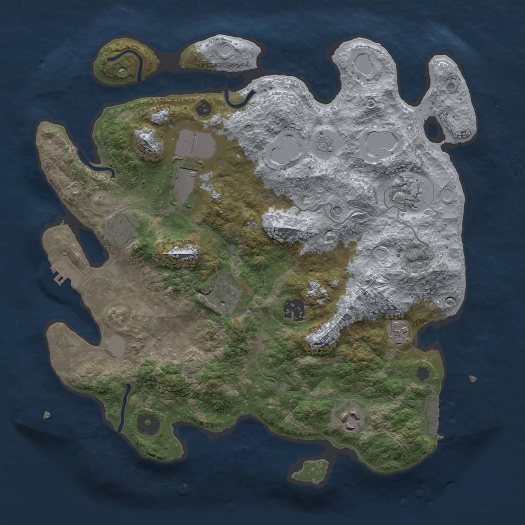 Rust Map: Procedural Map, Size: 3500, Seed: 43513494, 15 Monuments