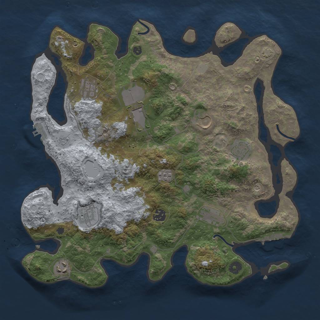 Rust Map: Procedural Map, Size: 3750, Seed: 20274869, 17 Monuments