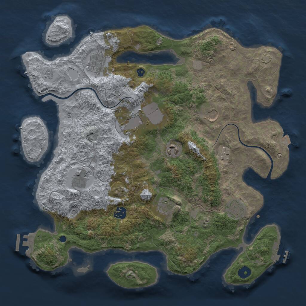 Rust Map: Procedural Map, Size: 3700, Seed: 1876043100, 15 Monuments