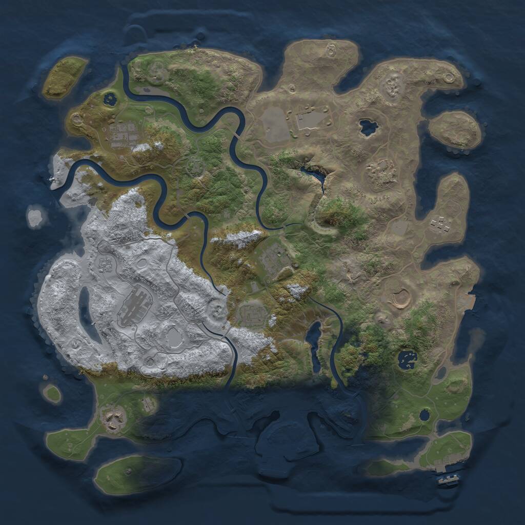 Rust Map: Procedural Map, Size: 4000, Seed: 802293, 16 Monuments