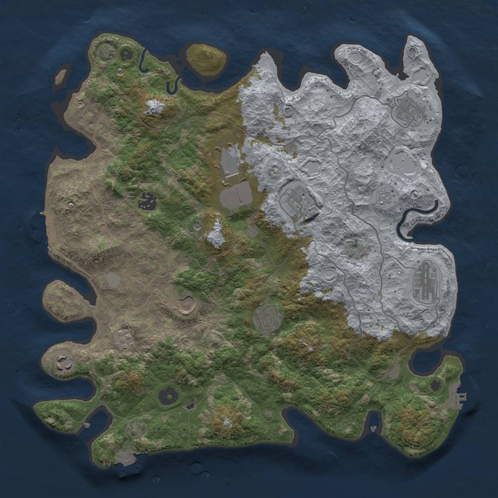 Rust Map: Procedural Map, Size: 4000, Seed: 618727044, 17 Monuments