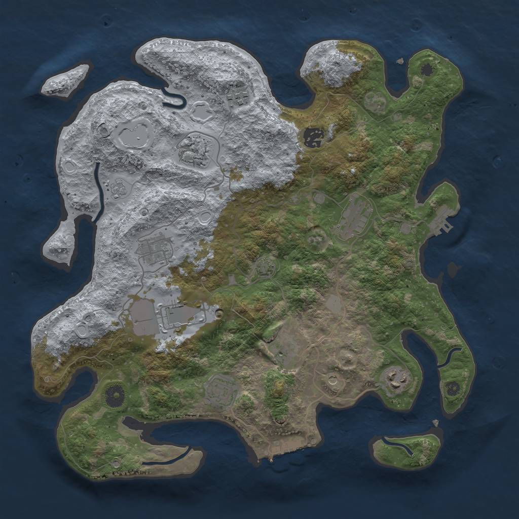 Rust Map: Procedural Map, Size: 3700, Seed: 173711430, 17 Monuments