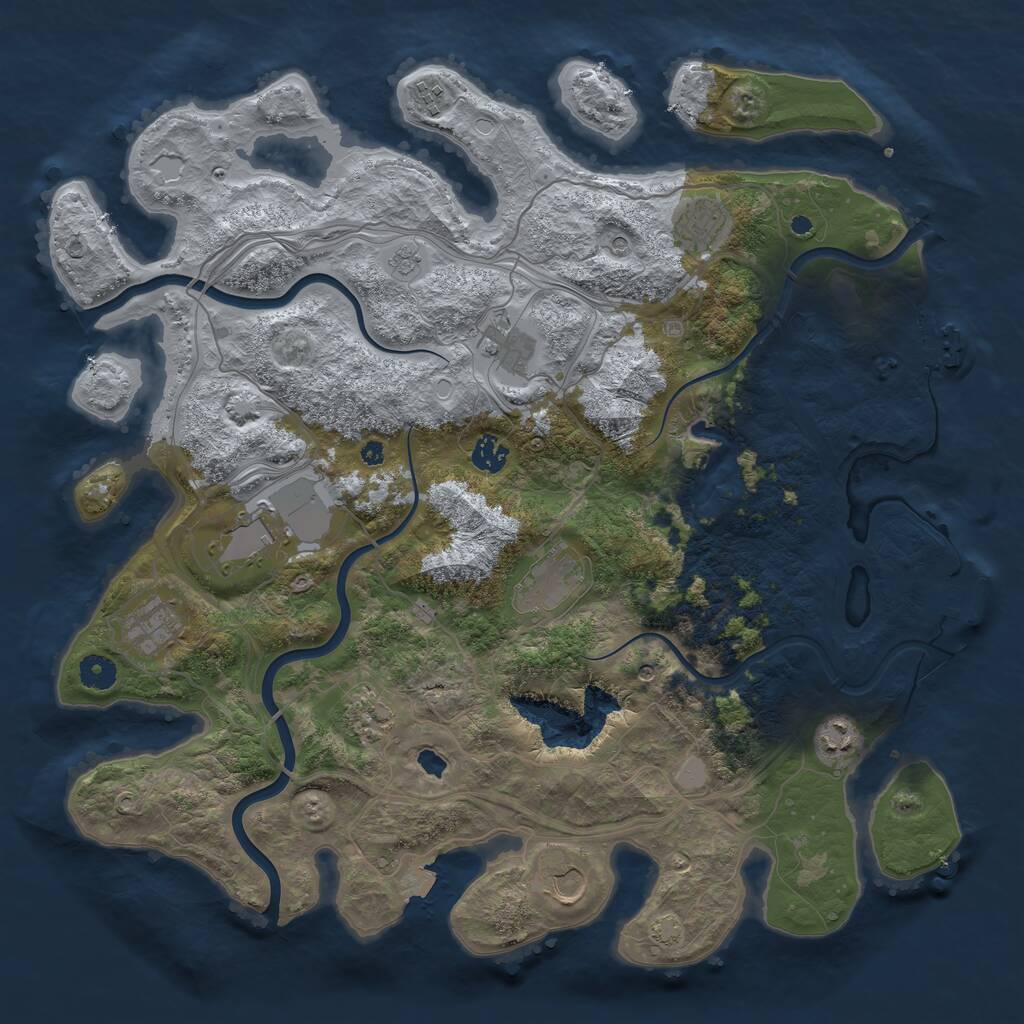 Rust Map: Procedural Map, Size: 4250, Seed: 2097171595, 16 Monuments