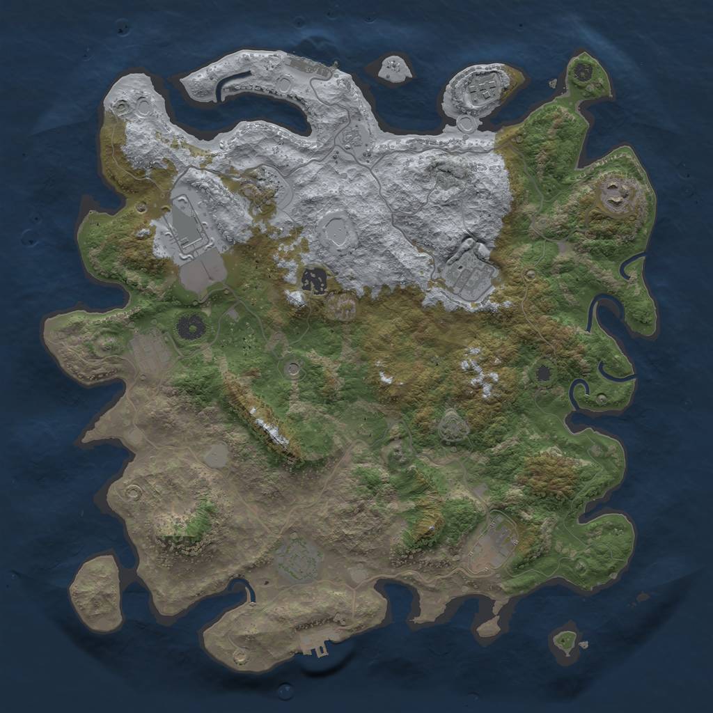 Rust Map: Procedural Map, Size: 3950, Seed: 28840911, 17 Monuments