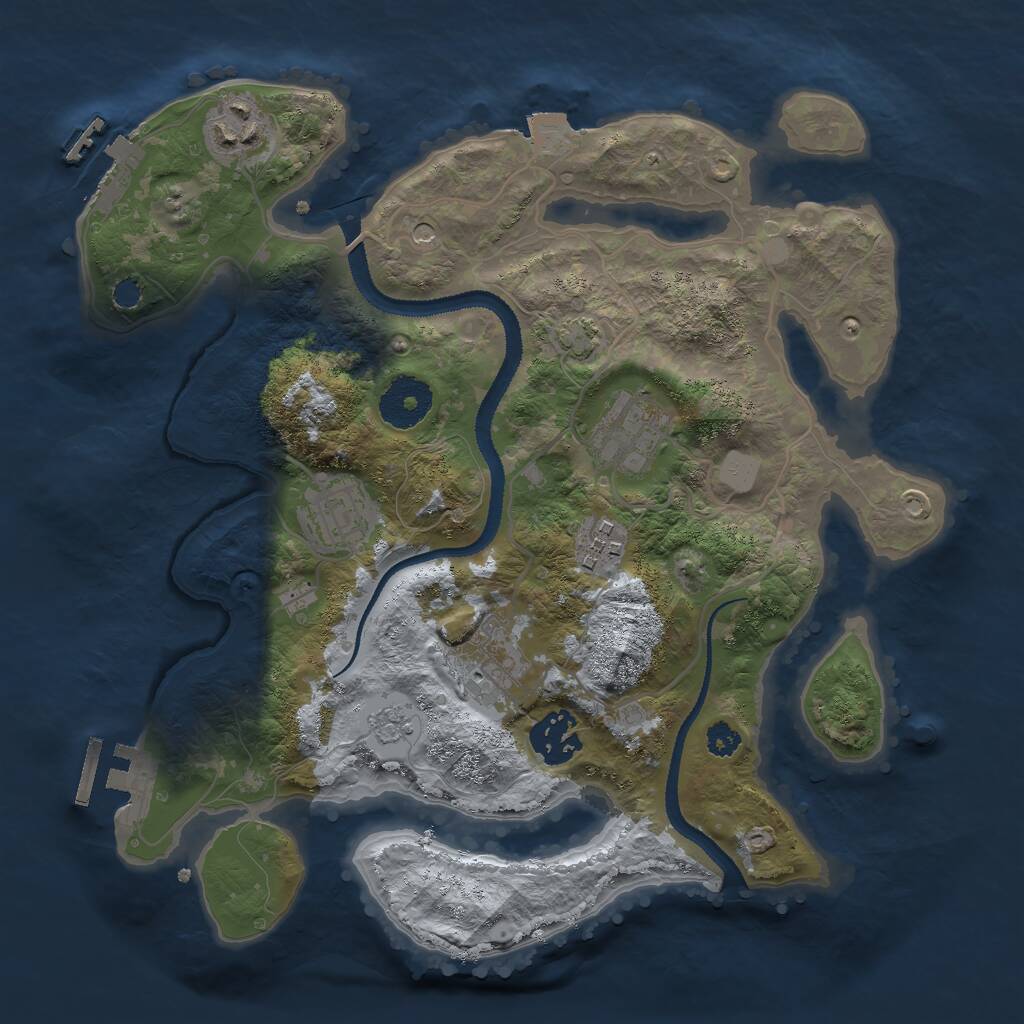 Rust Map: Procedural Map, Size: 3000, Seed: 569898549, 12 Monuments