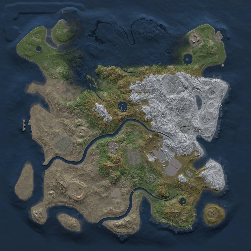 Rust Map: Procedural Map, Size: 3700, Seed: 26919604, 15 Monuments