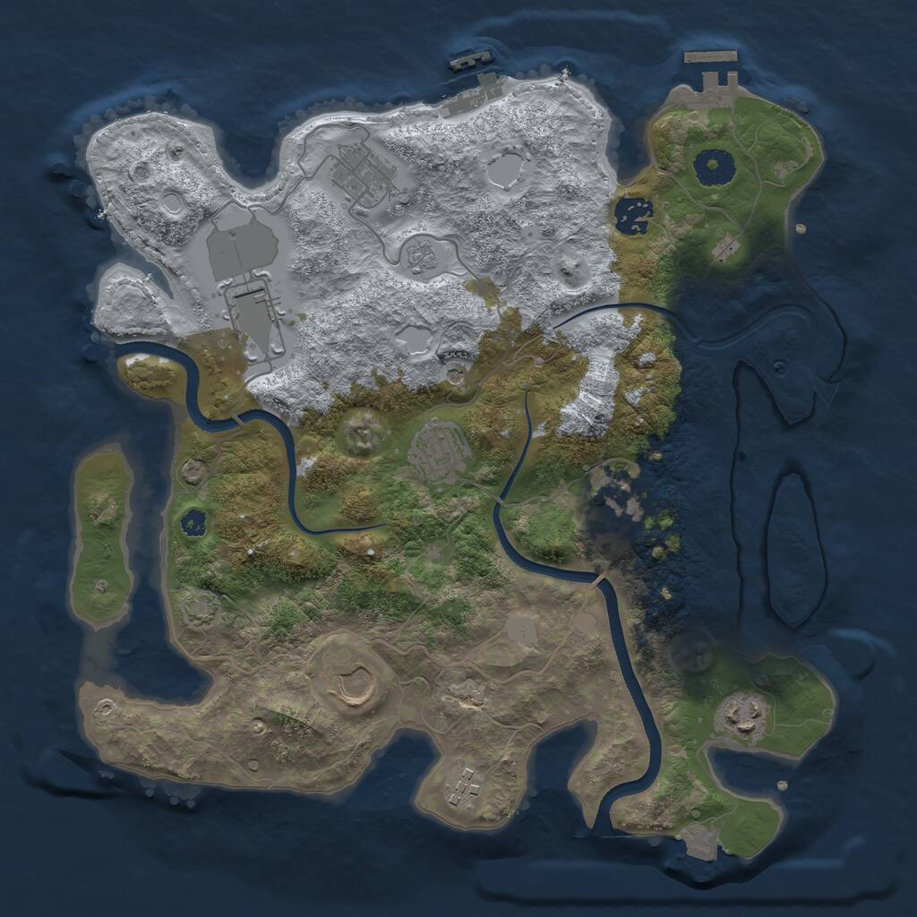 Rust Map: Procedural Map, Size: 3500, Seed: 3425989, 14 Monuments