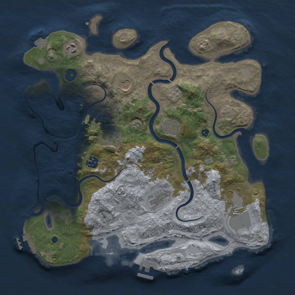 Rust Map: Procedural Map, Size: 3750, Seed: 253619011, 14 Monuments