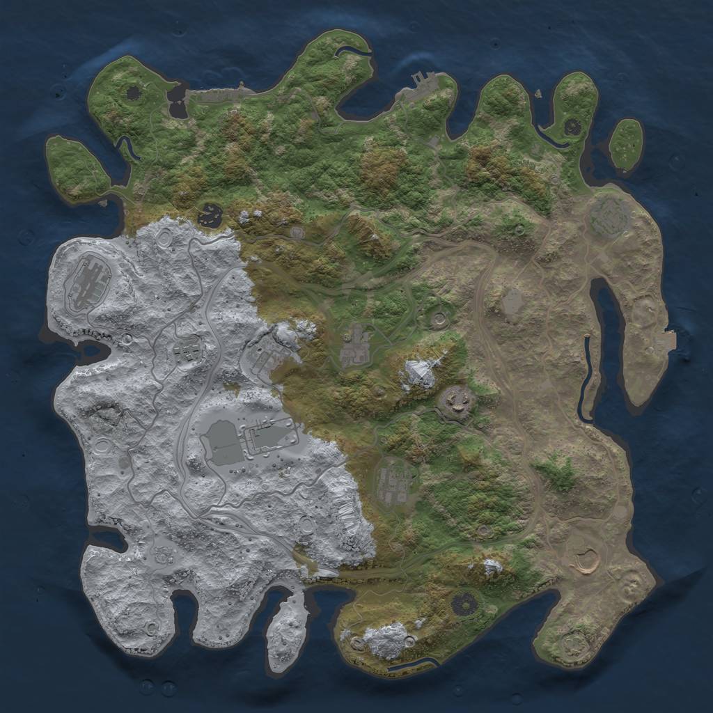 Rust Map: Procedural Map, Size: 4250, Seed: 946578469, 18 Monuments