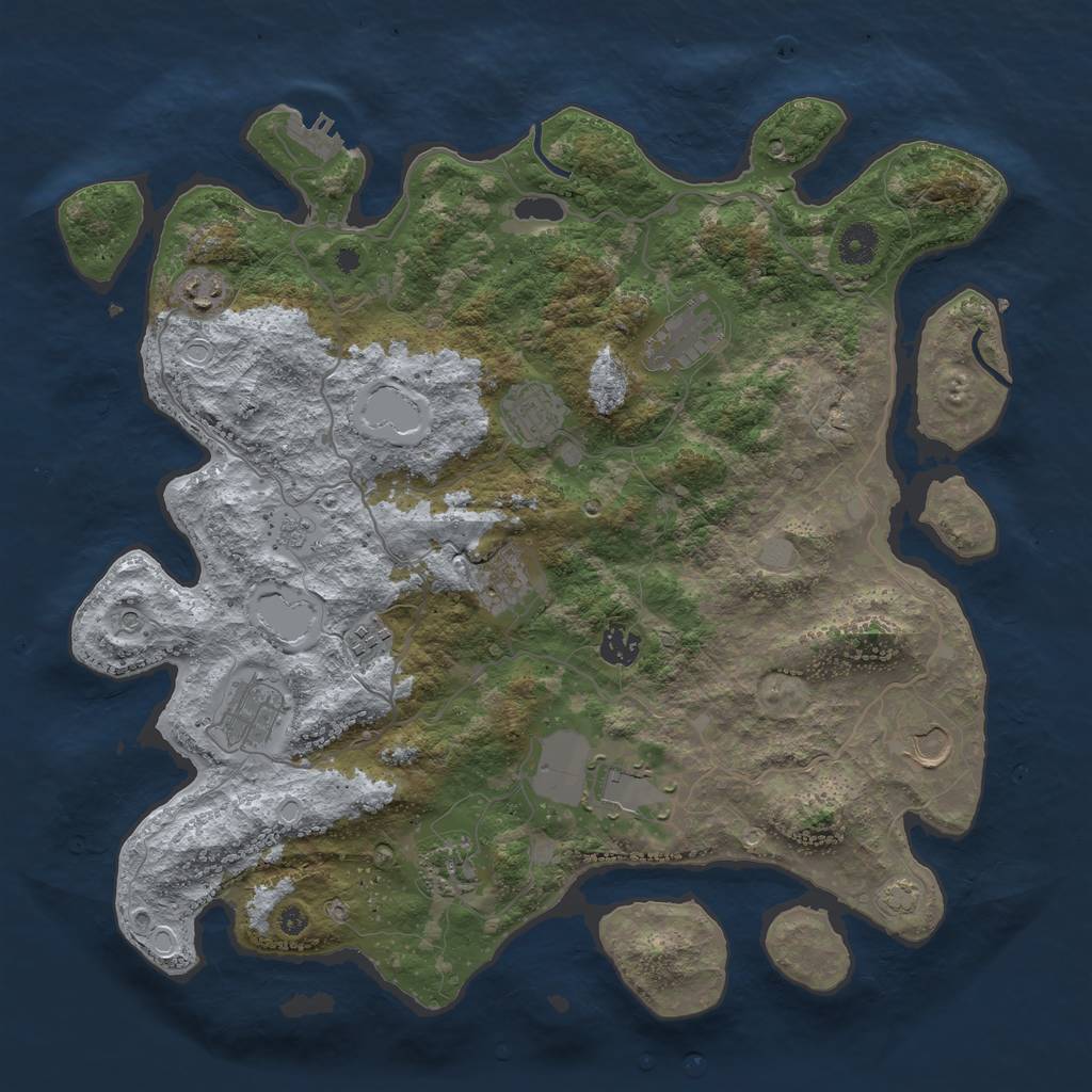 Rust Map: Procedural Map, Size: 4000, Seed: 763463007, 17 Monuments