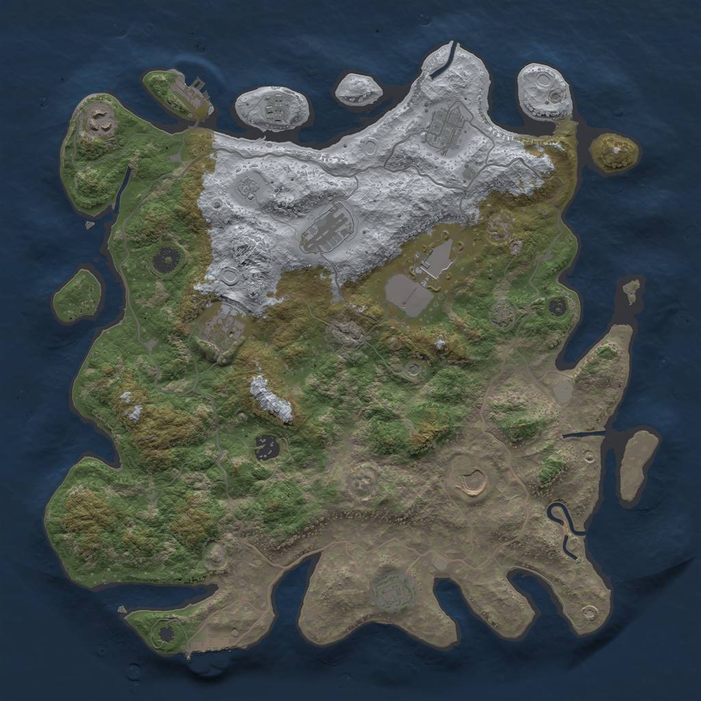 Rust Map: Procedural Map, Size: 4000, Seed: 1825551234, 17 Monuments