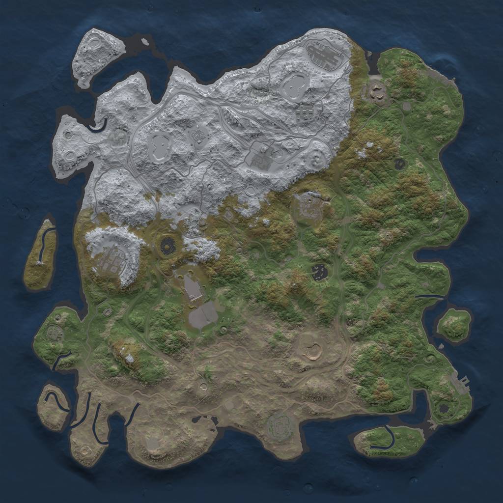 Rust Map: Procedural Map, Size: 4500, Seed: 3256, 19 Monuments