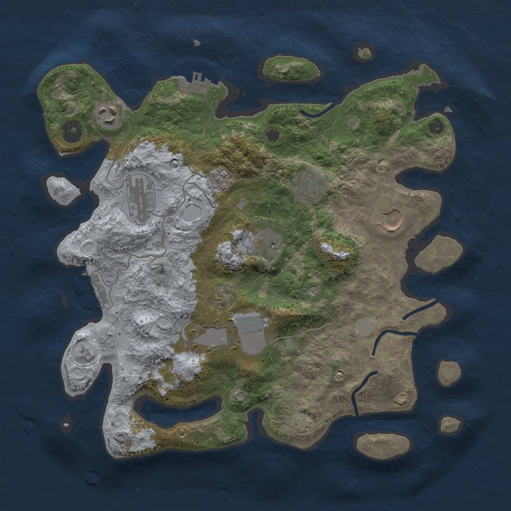 Rust Map: Procedural Map, Size: 3500, Seed: 203258466, 15 Monuments