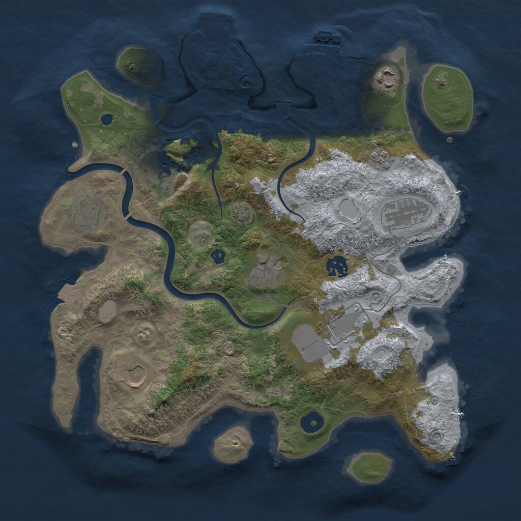Rust Map: Procedural Map, Size: 3550, Seed: 15726273, 14 Monuments