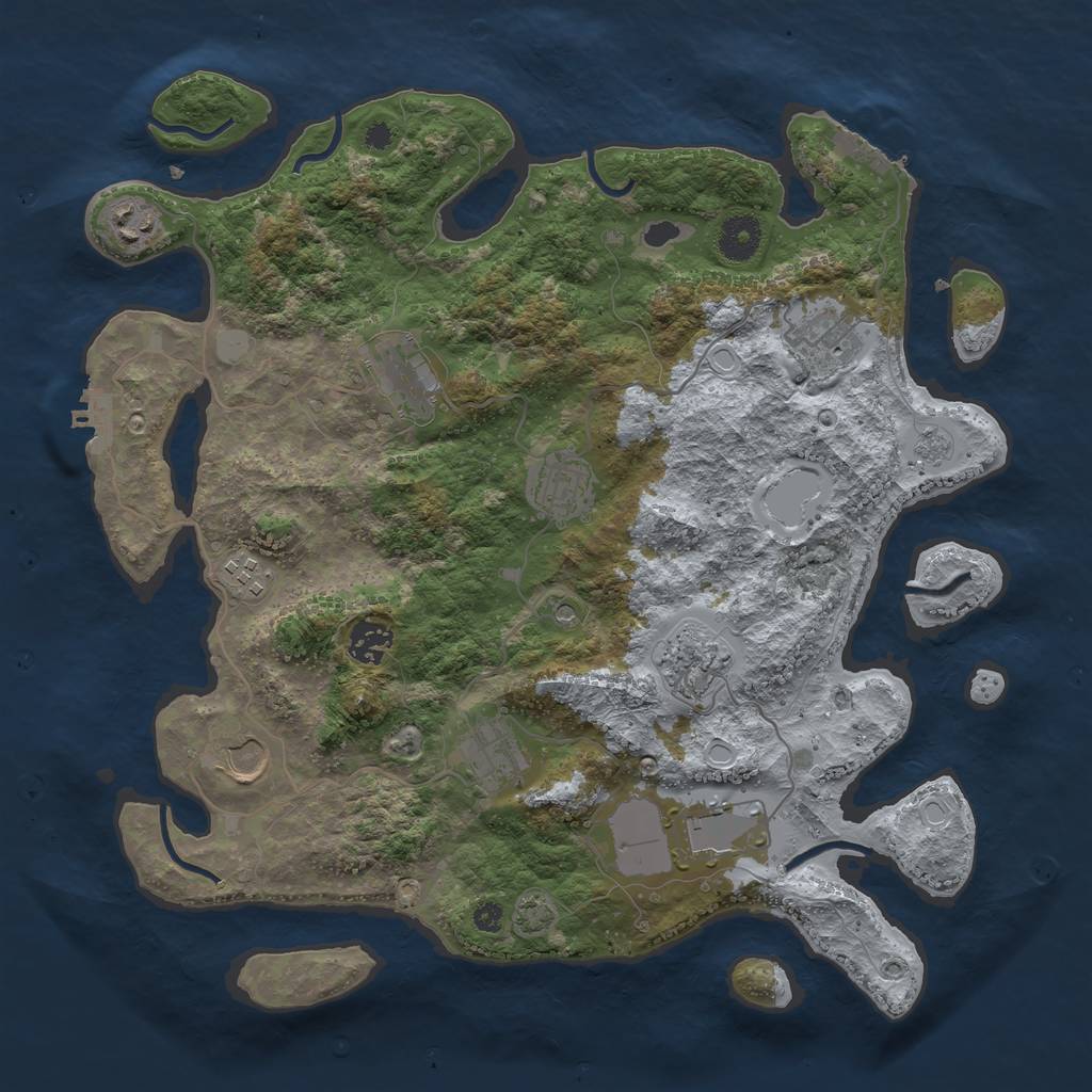 Rust Map: Procedural Map, Size: 3700, Seed: 1807731314, 18 Monuments