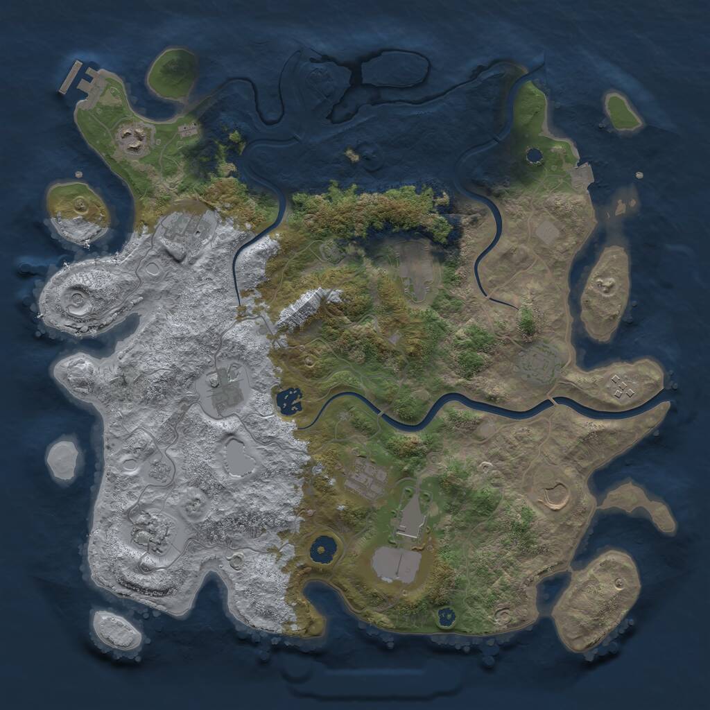 Rust Map: Procedural Map, Size: 3950, Seed: 93477711, 16 Monuments
