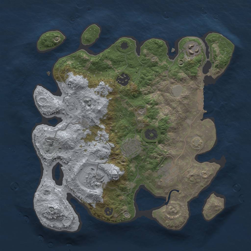 Rust Map: Procedural Map, Size: 3000, Seed: 21267, 12 Monuments