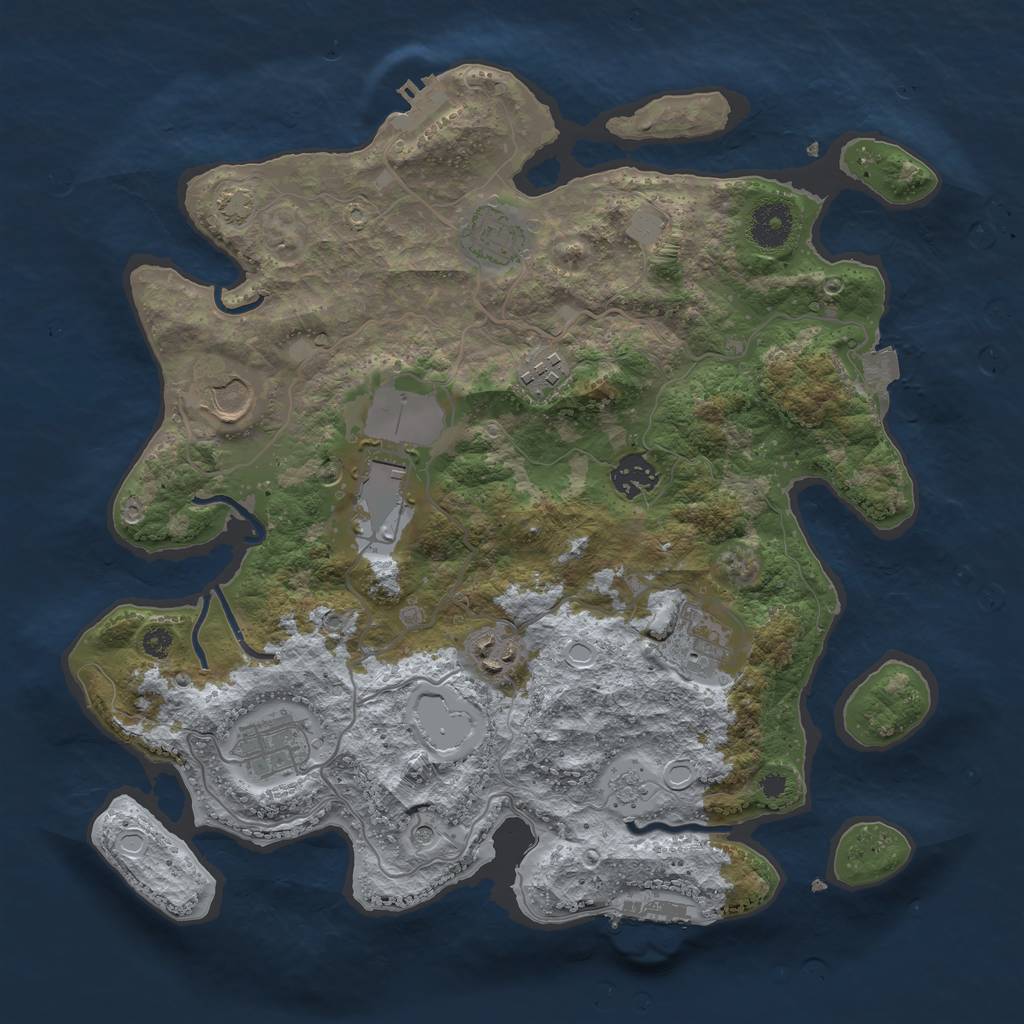 Rust Map: Procedural Map, Size: 3500, Seed: 397520647, 16 Monuments