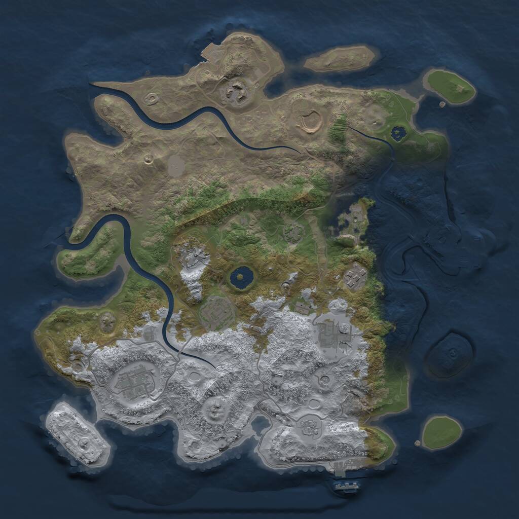 Rust Map: Procedural Map, Size: 3500, Seed: 397520647, 14 Monuments