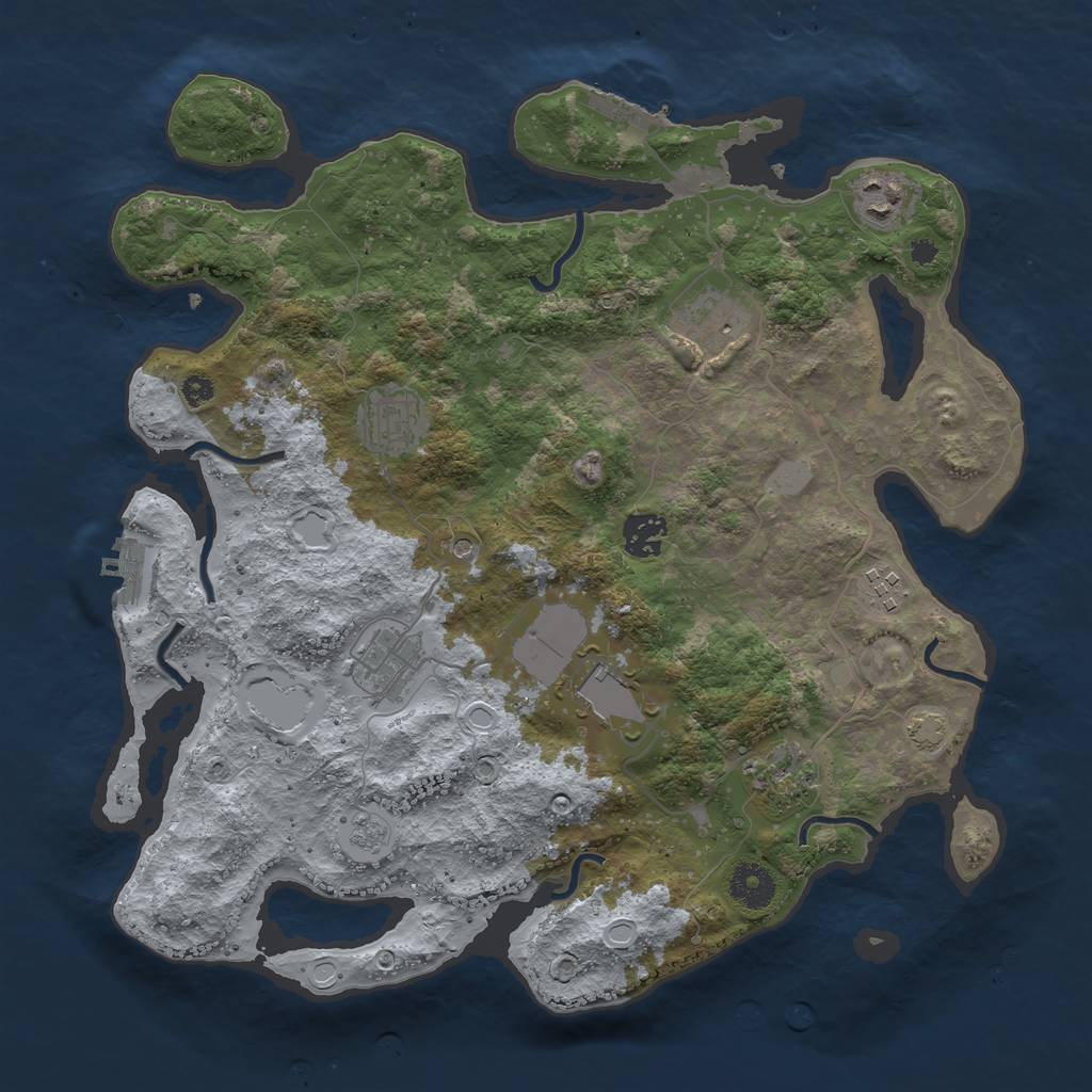 Rust Map: Procedural Map, Size: 3600, Seed: 11884351, 16 Monuments