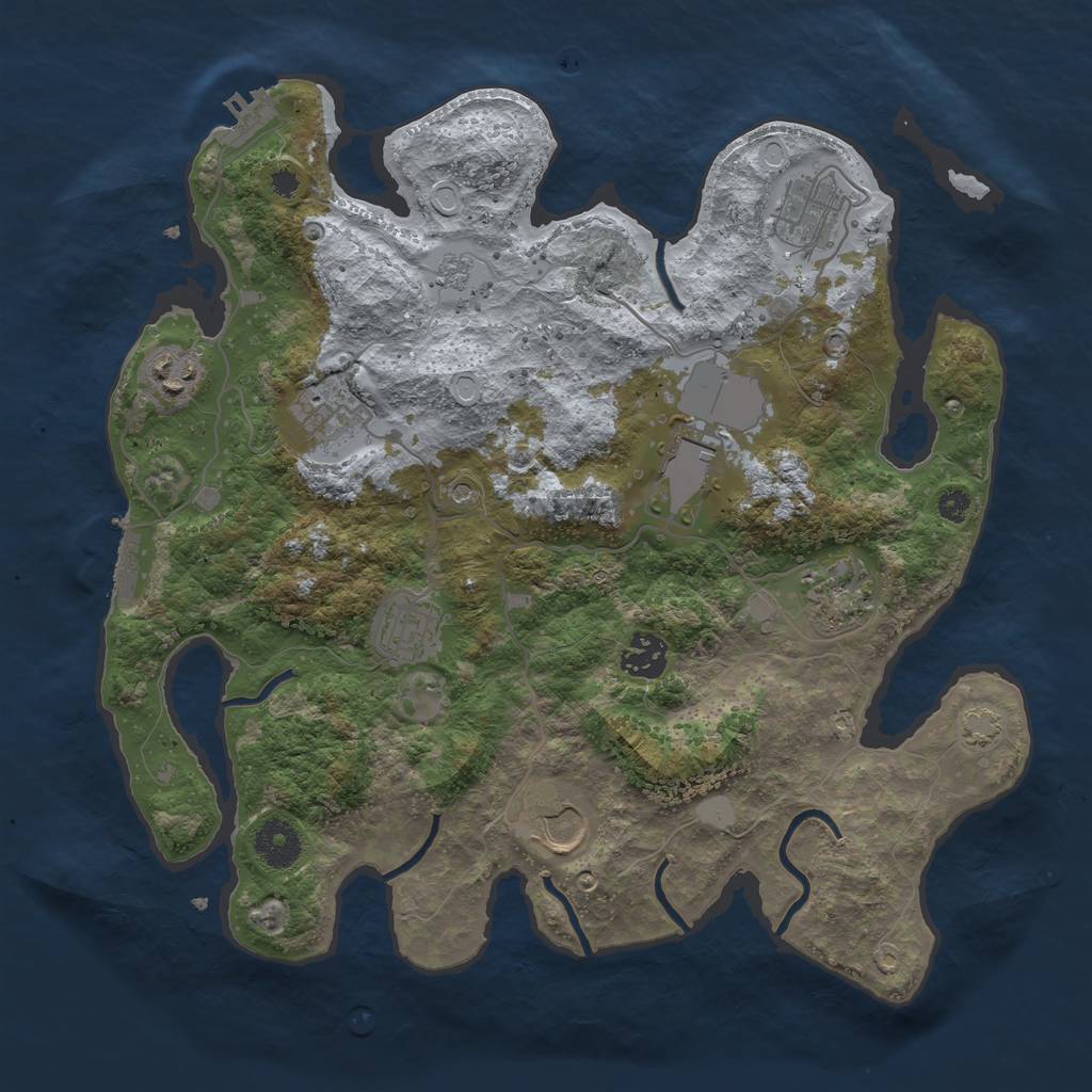 Rust Map: Procedural Map, Size: 3500, Seed: 47314452, 16 Monuments