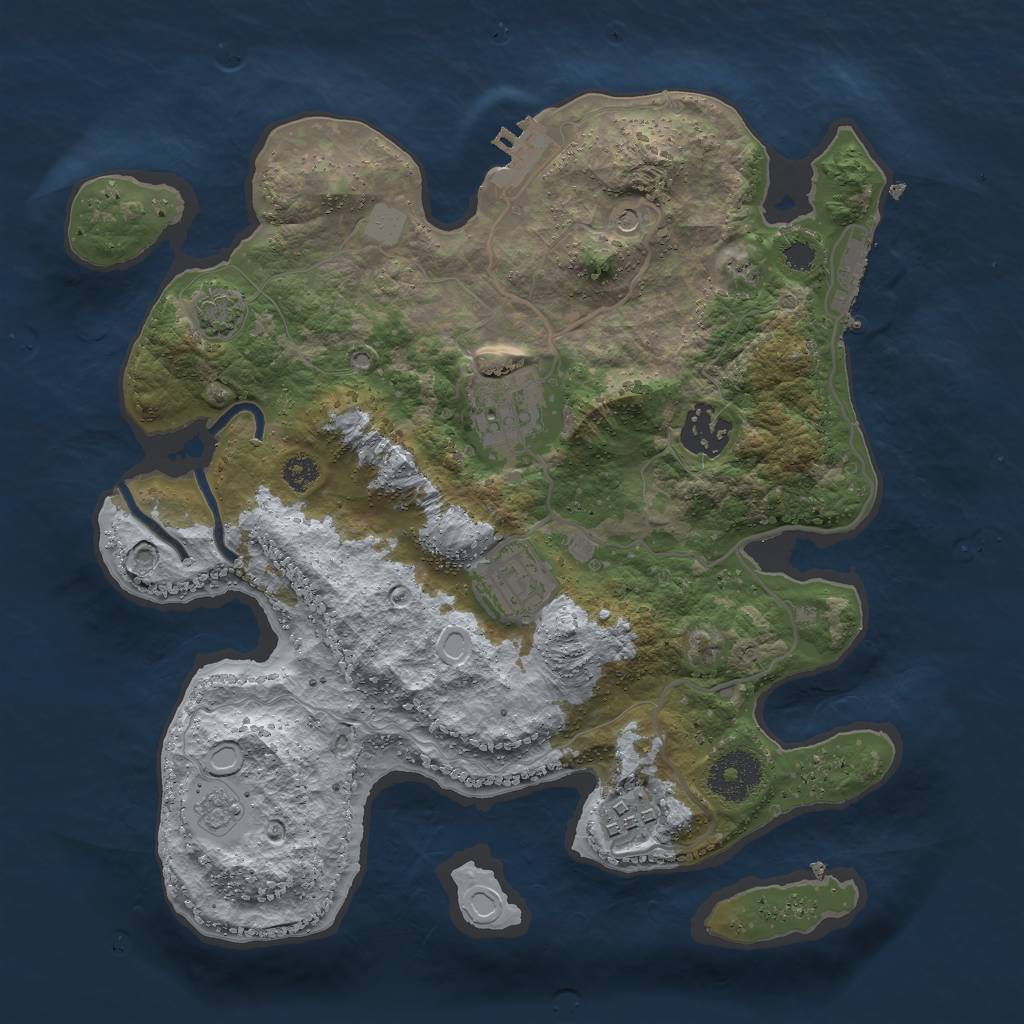 Rust Map: Procedural Map, Size: 3000, Seed: 28897, 12 Monuments