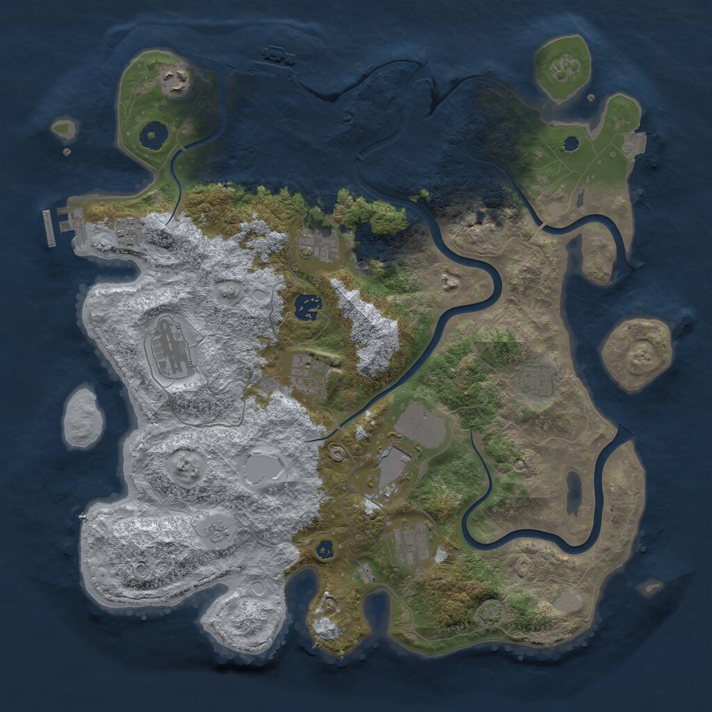 Rust Map: Procedural Map, Size: 3850, Seed: 15586180, 15 Monuments