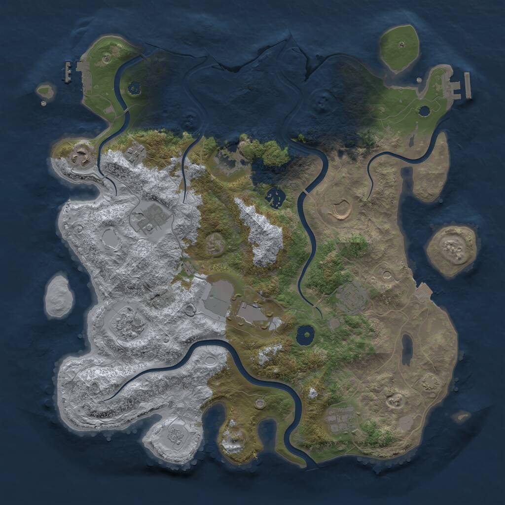 Rust Map: Procedural Map, Size: 3850, Seed: 15586180, 16 Monuments