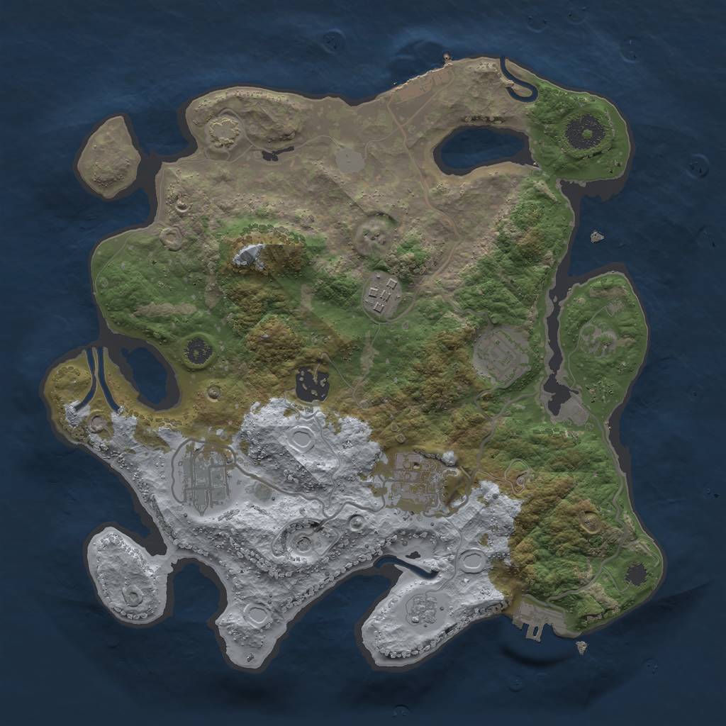 Rust Map: Procedural Map, Size: 3000, Seed: 31348, 13 Monuments