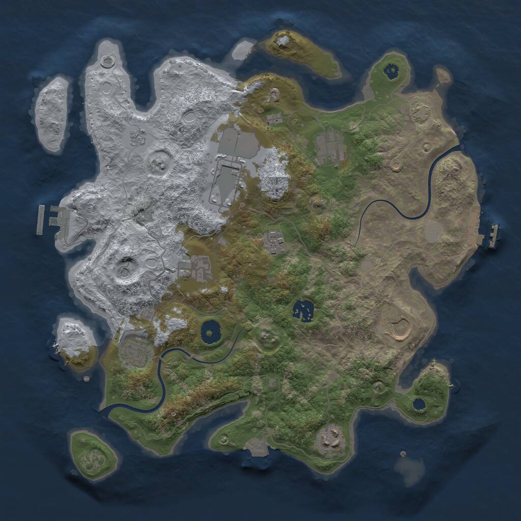 Rust Map: Procedural Map, Size: 3500, Seed: 448777306, 14 Monuments