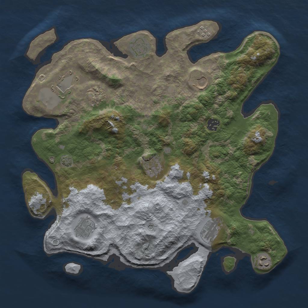 Rust Map: Barren, Size: 3700, Seed: 79198046, 14 Monuments