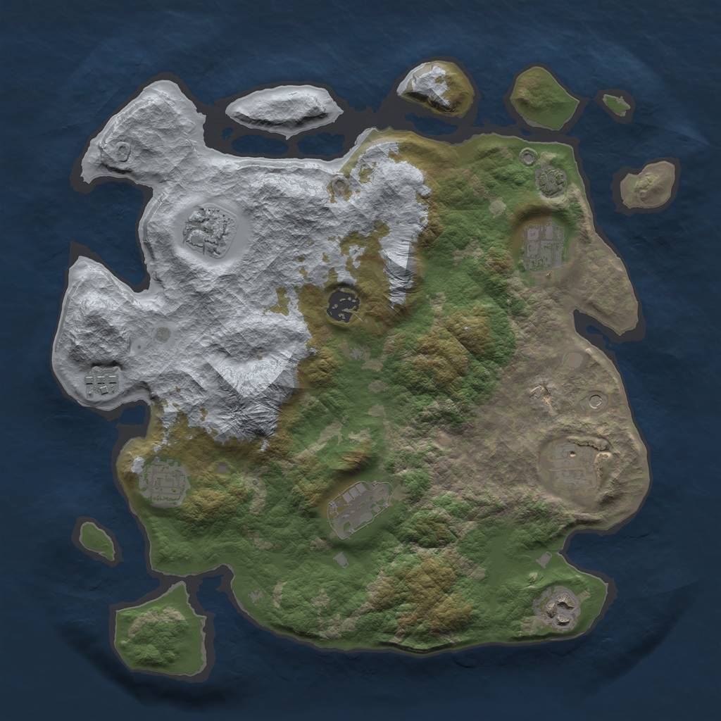 Rust Map: Barren, Size: 3450, Seed: 97470648, 12 Monuments