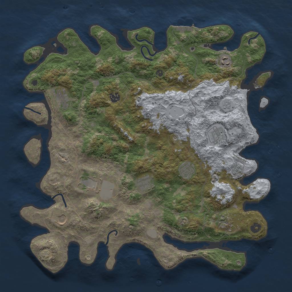 Rust Map: Procedural Map, Size: 4200, Seed: 1807457027, 17 Monuments